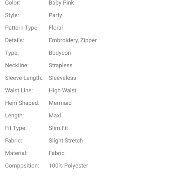 PINK MERMAID FLORAL EMBROIDERED PREMIUM BRAND AND QUALITY DRESS - Picture 12 of 16